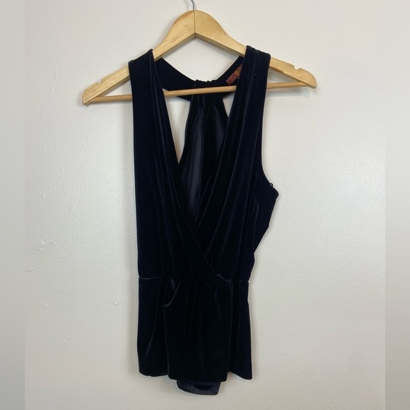 VINTAGE Y2K 7 for all Mankind Plunging Neckline Velvet Criss Cross Back Tank Top - Picture 4 of 8